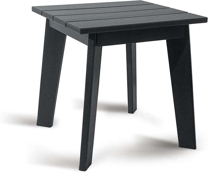 Outdoor Side Table, 17 x 18 x 18 Inch Patio Garden Coffee Table, Recyclable & Weather Resistant with High-Density PE Material(Black Color)